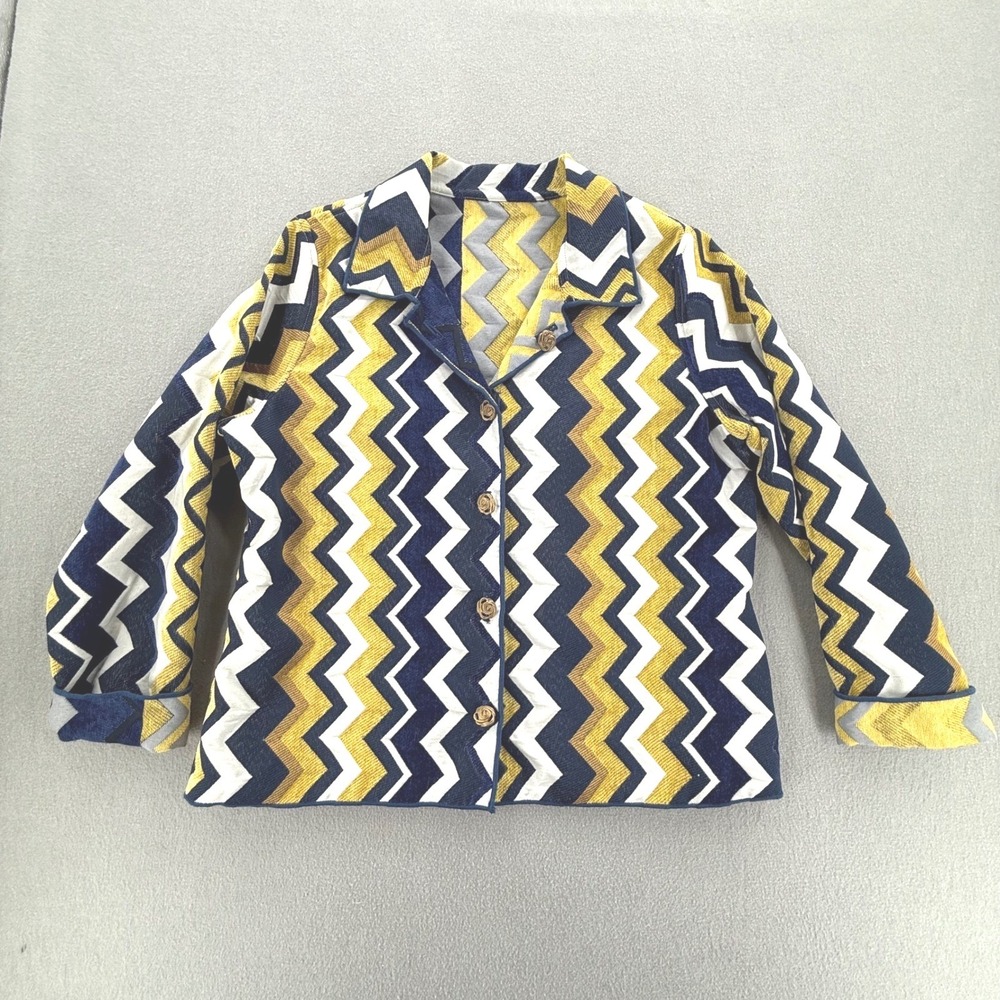Winding River Wearable Art Reversible Chevron Zigzag Textured Blazer Jacket XL‎